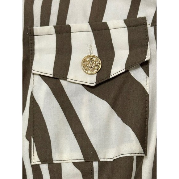 Antonio Melani Olive & White Zebra Animal Print Dress Short Sleeve Knee Length 0 - Picture 4 of 6